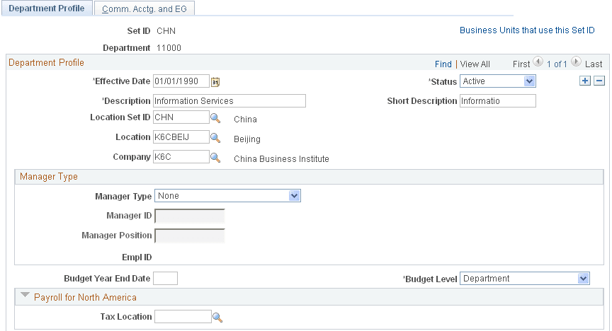 Department Profile page (1 of 3)
