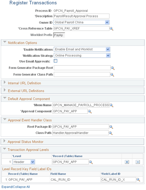Register Transactions page