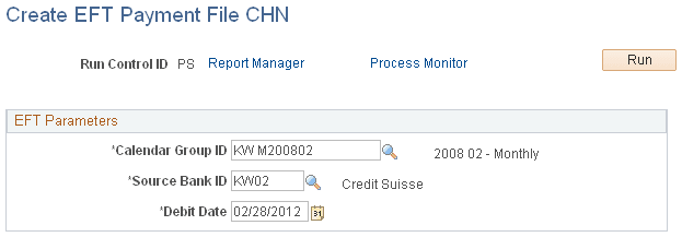 Create EFT Payment File CHN page