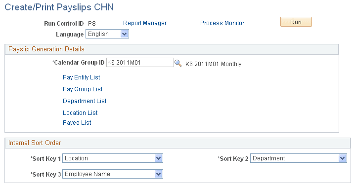 Create/Print Payslips CHN page