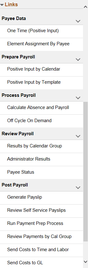 (Global Payroll) Links group box