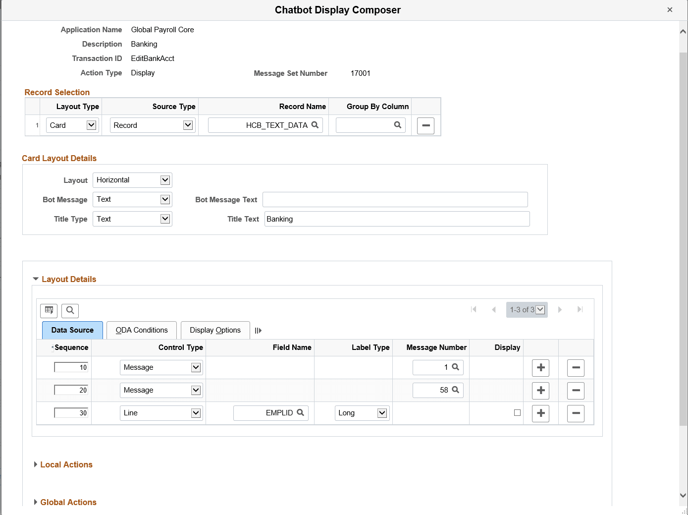 Chatbot Display Composer modal