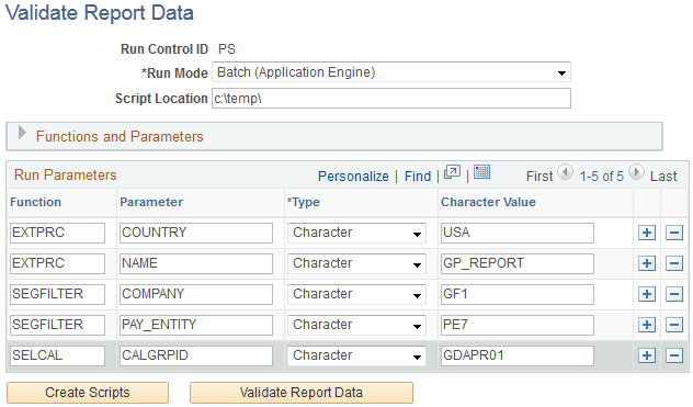 Validate Report Data page