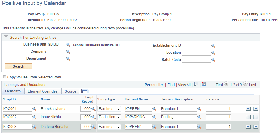 Positive Input By Calendar page