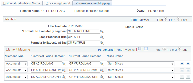 Parameters and Mapping page