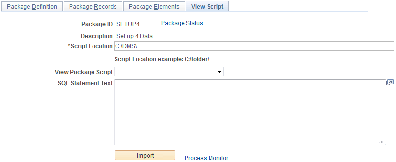 Import Non-Rule Elements - View Script page