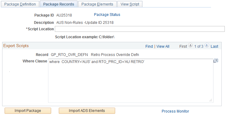 Import Non-Rule Records - Package Records page