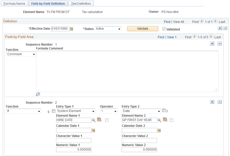 Field-by-Field Definition page (1 of 5)