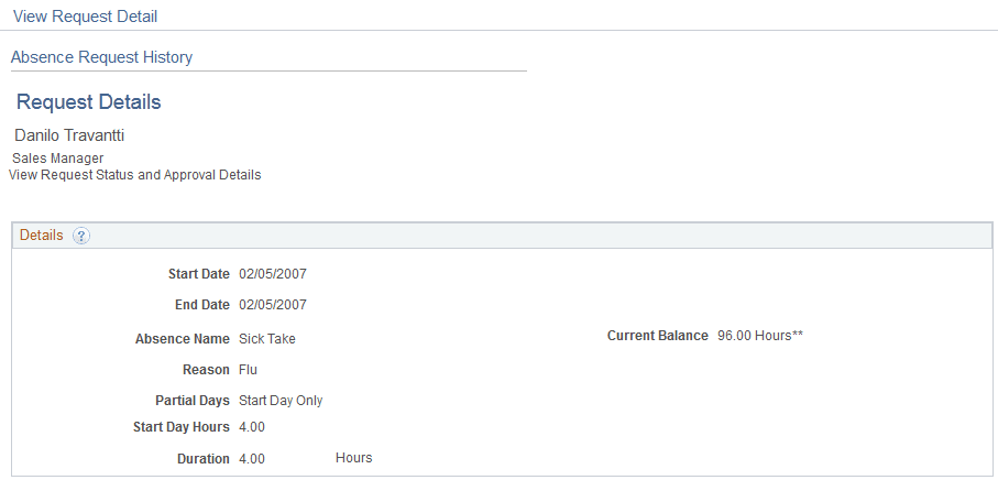 Request Details page (1 of 2)