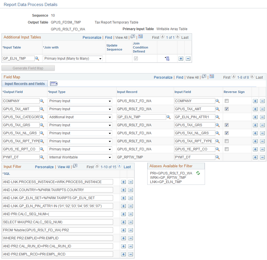 Report Data Process Details page