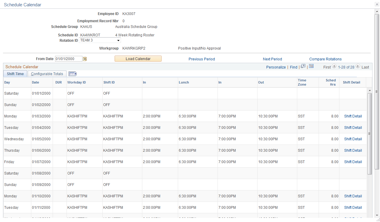 Schedule Calendar page