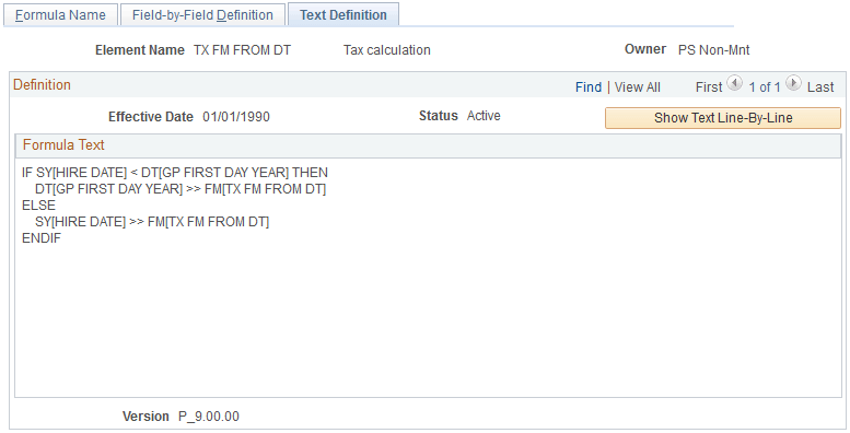 Text Definition page