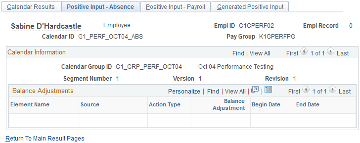 Positive Input - Absence page