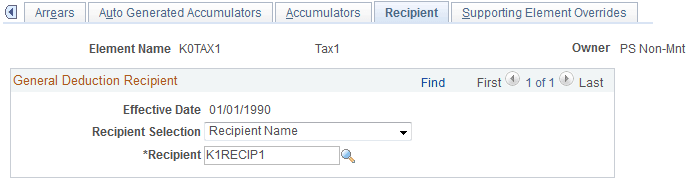 Deductions - Recipient page