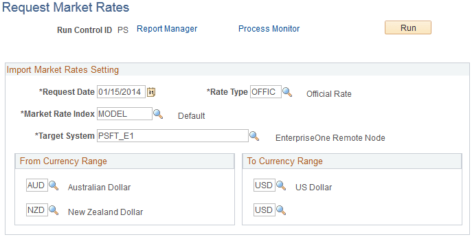 Request Market Rates page