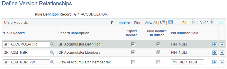 Define Version Relationships page