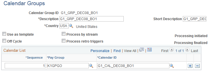 Calendar Groups page