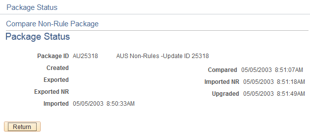 Package Status page