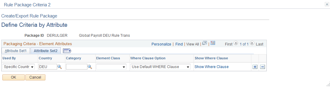 Define Criteria by Attribute page - Attribute Set2 tab