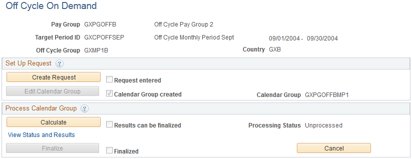 Off Cycle On Demand page