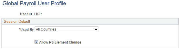 Global Payroll User Profile page