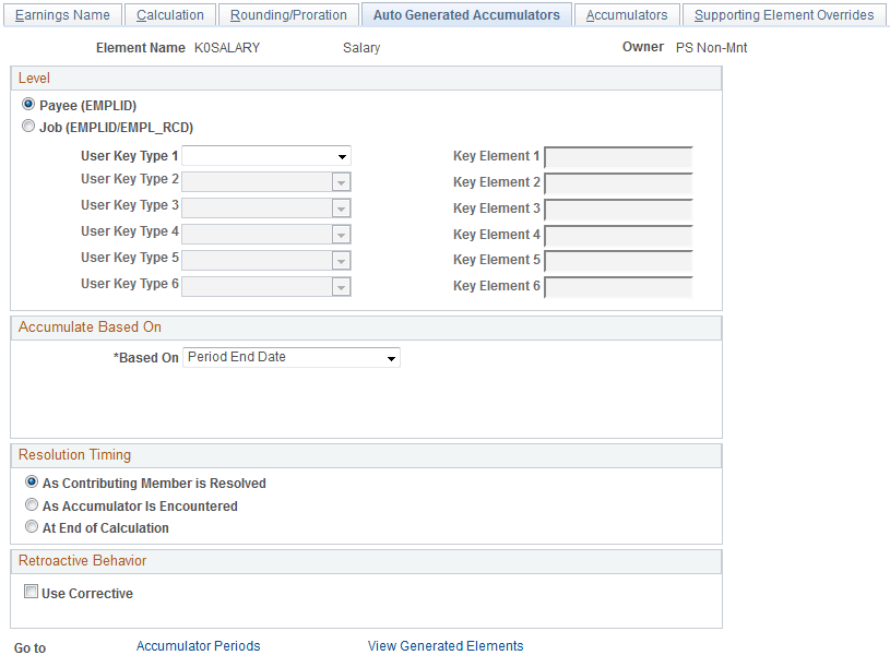 Earnings - Auto Generated Accumulators page