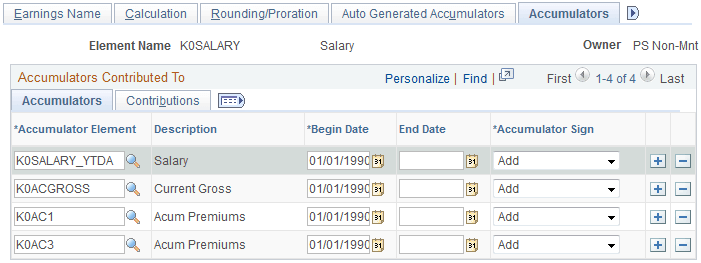 Earnings - Accumulators page