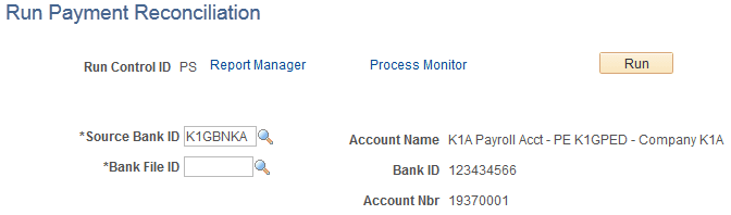 Run Payment Reconciliation page