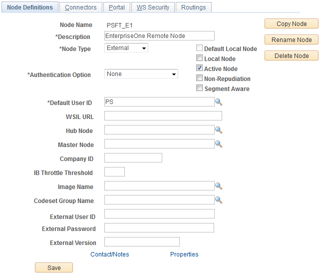 Node Definitions page