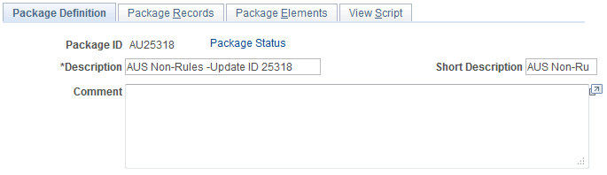 Import Non-Rule Elements - Package Definition page