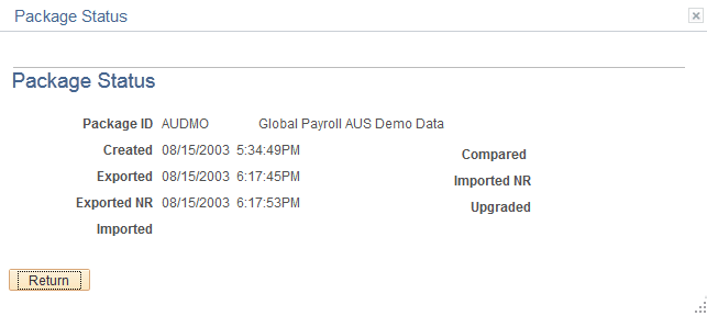 Export Non-Rule Package - Package Status