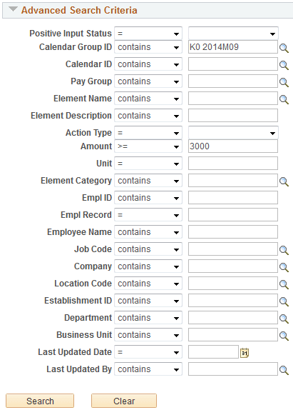 Advanced Search Criteria for Positive Input Search