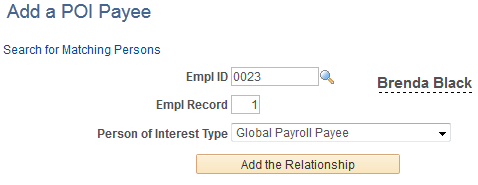 Add a POI Payee page