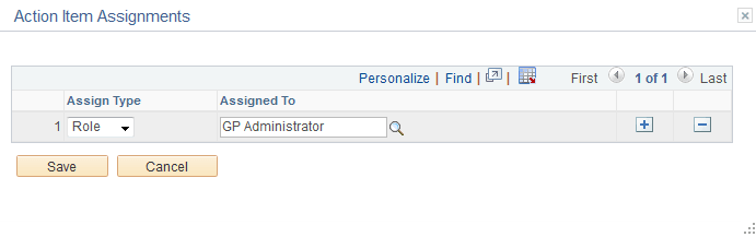 Action Item Assignments page
