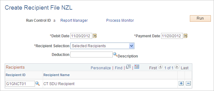 Create Recipient File NZL page