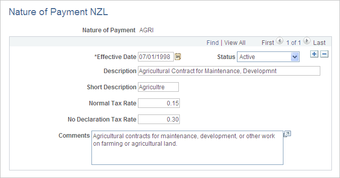 Nature of Payment NZL page