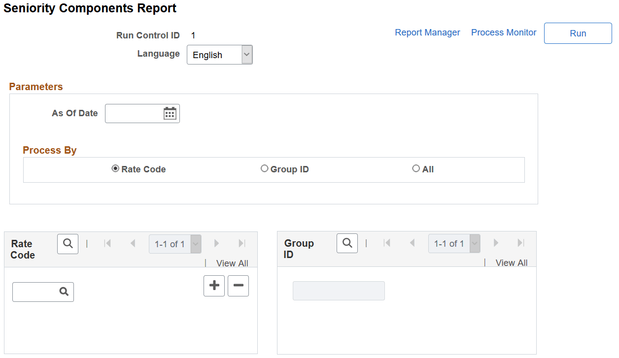 Seniority Components Report page