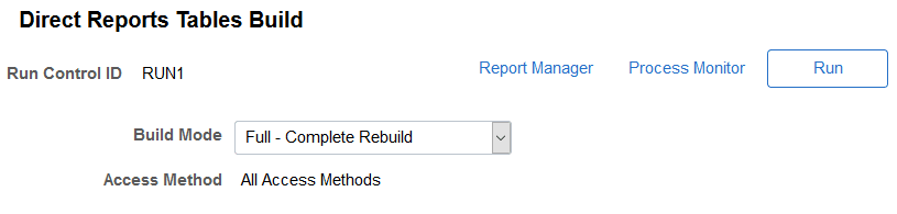 Direct Reports Tables Build page