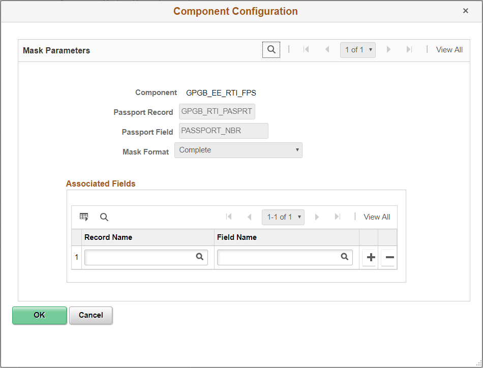 Component Configuration (Passport Number) modal