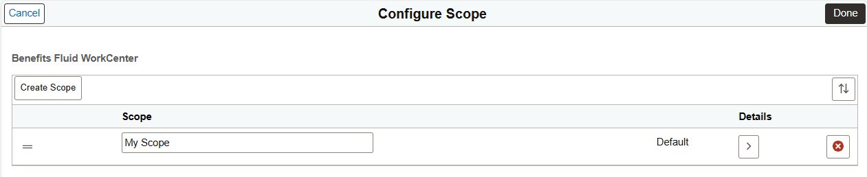 Configure Scope page