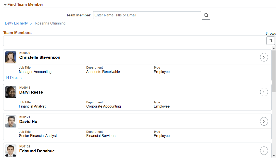 (Tablet) Find Team Member page