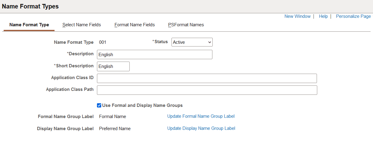 Name Format Type page