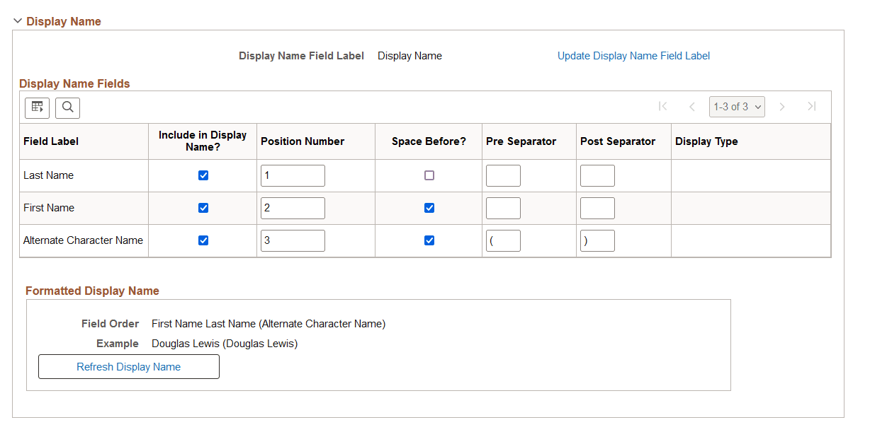 Format Name Fields page (2 of 2)