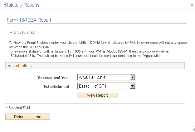 Statutory Reports page