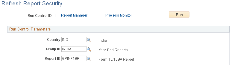 Refresh Report Security page