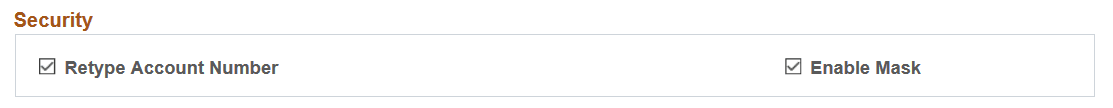 Security section of the Self Service Banking Options page