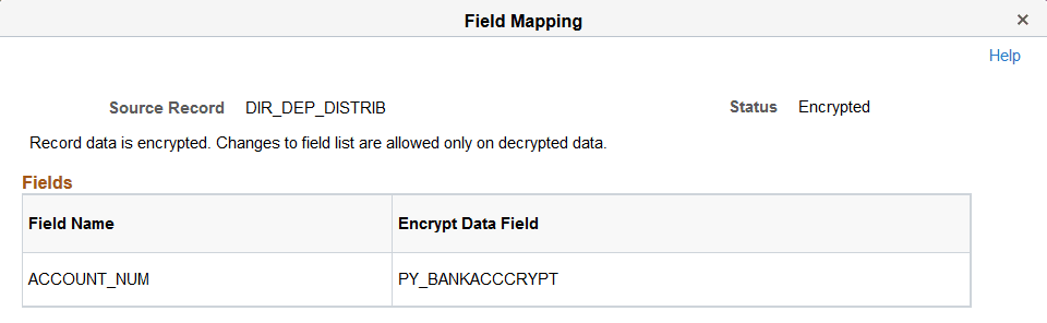 Field Mapping page