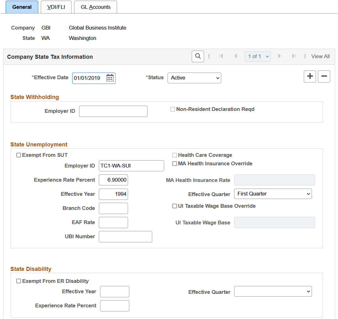 Company State Tax Table - General page (1 of 2)