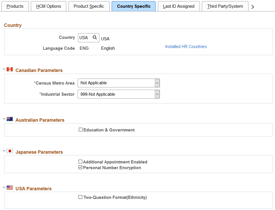 Country Specific page
