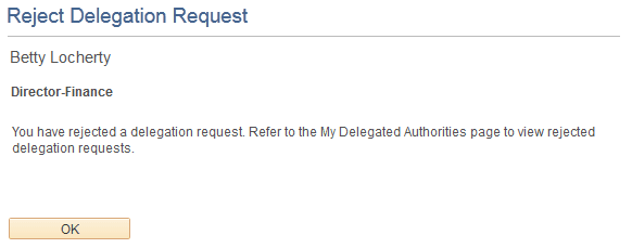 Reject Delegation Request page